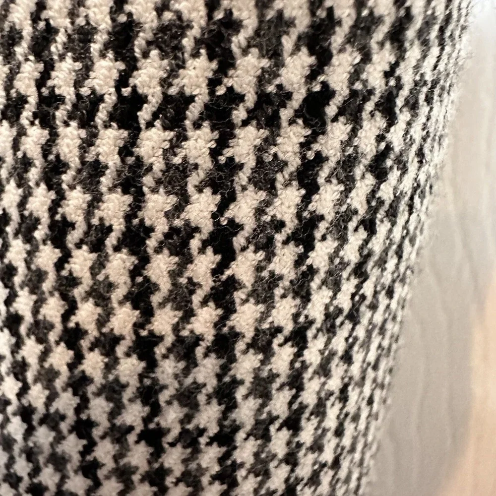 LAUREN RALPH LAUREN Black Suede Bodice Houndstooth Print Sleeveless Dress‎ Sz 16